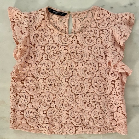 Zara Woman’s Pink Lace Top Small - Picture 8 of 13